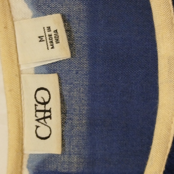 Cato Blue and Cream Dolman Sleeve Blouse - Picture 2 of 4